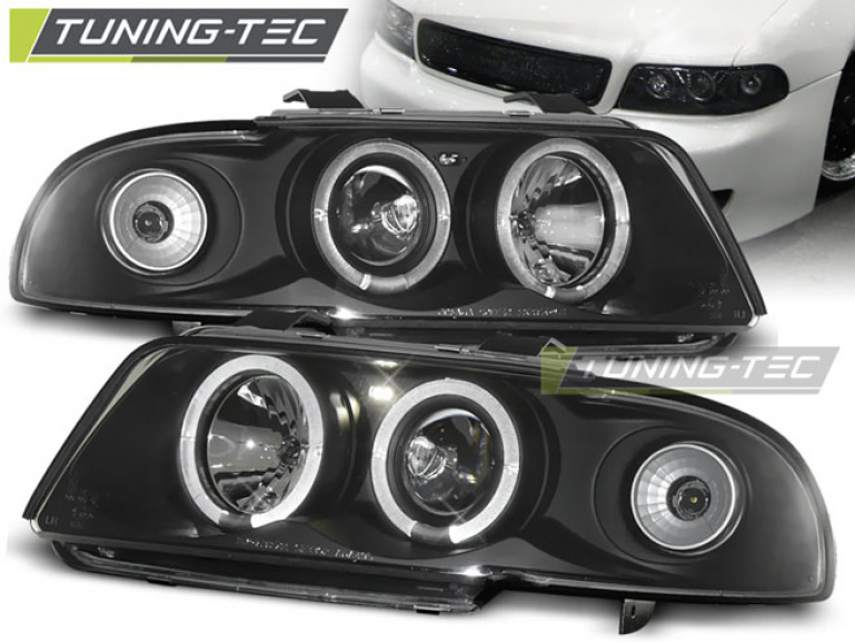 LED Angel Eyes Scheinwerfer für Audi A4 B5 94-98 schwarz